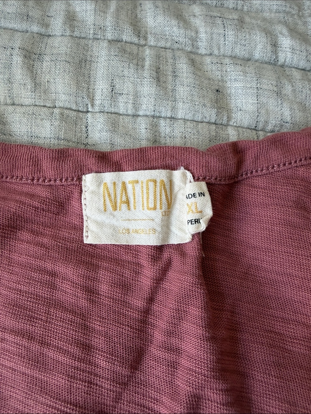 Nation LTD Rose Button-Front Ruched V-Neck Top - Picture 2 of 3